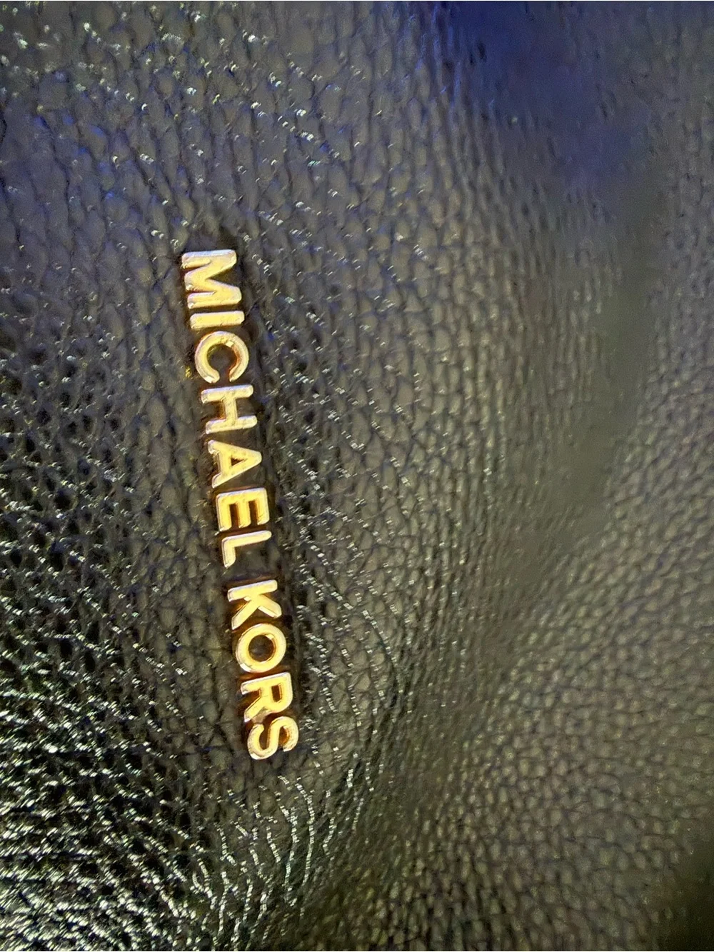 Michael Kors Black Pebbled Leather Hobo Shoulder Bag with Gold Hardware